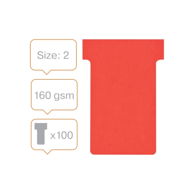 T-kaart Nobo nr.2 48mm rood 100 stuks
