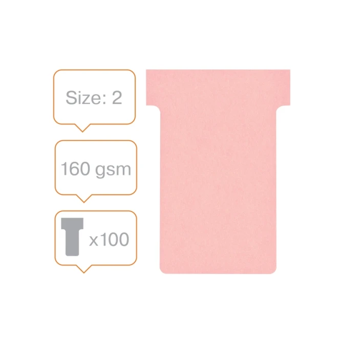T-kaart Nobo nr.2 48mm roze 100 stuks