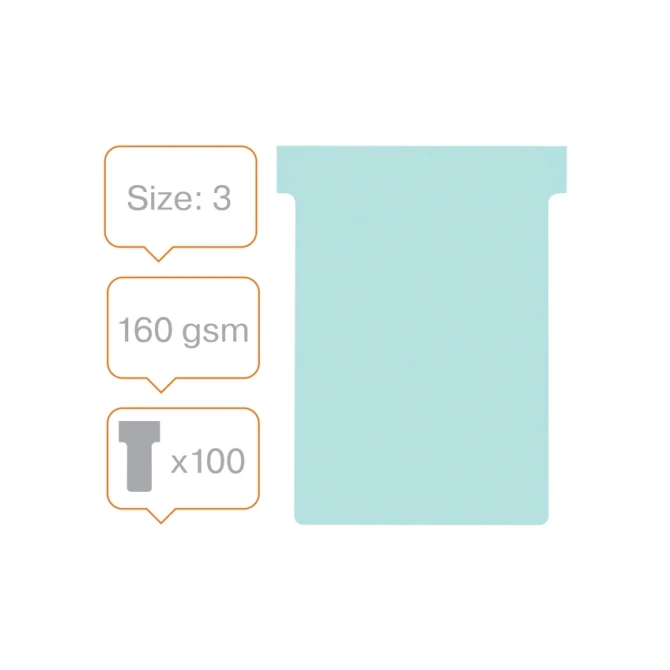 T-kaart Nobo nr.3 80mm blauw 100 stuks