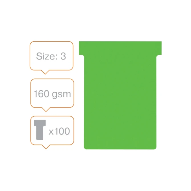 T-kaart Nobo nr.3 80mm groen 100 stuks