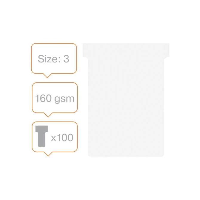 T-kaart Nobo nr.3 80mm wit 100 stuks