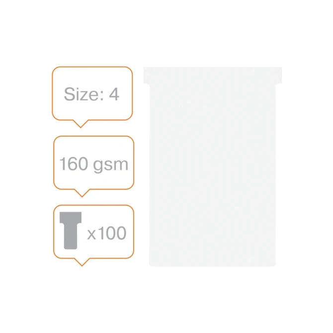 T-kaart Nobo nr.4 112mm wit 100 stuks