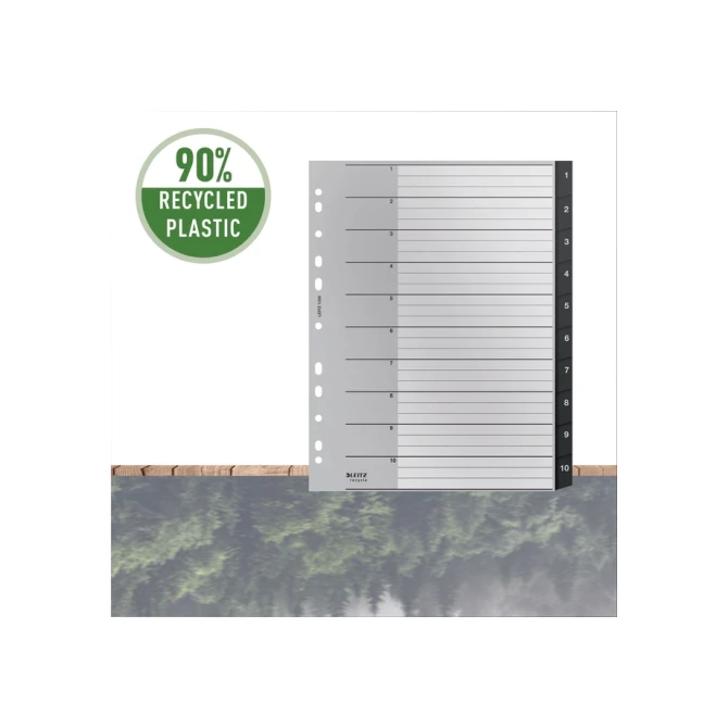 Tabblad Leitz Recycle A4 11-gaats 1-10 extra breed PP