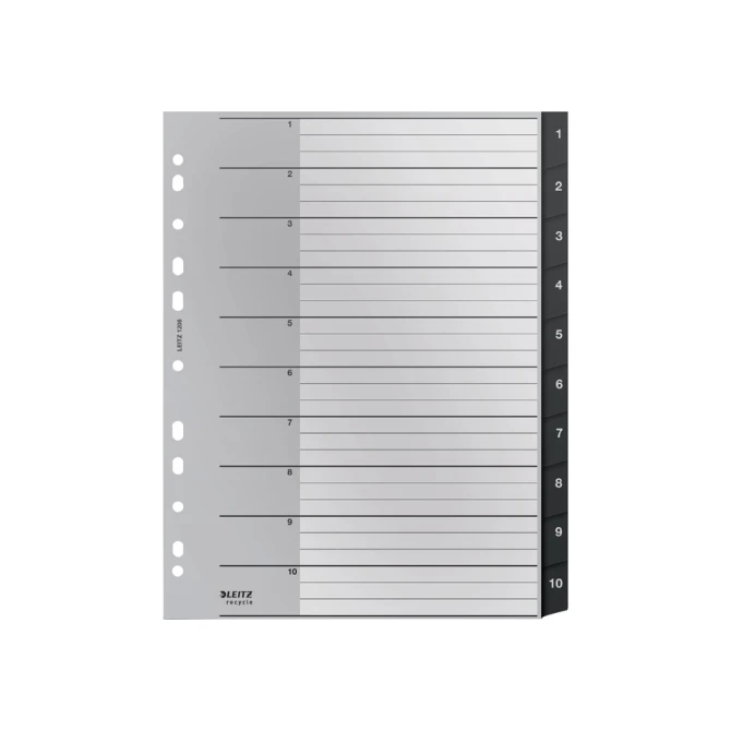 Tabblad Leitz Recycle A4 11-gaats 1-10 extra breed PP