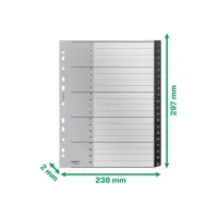 Tabblad Leitz Recycle A4 11-gaats 1-20 extra breed PP