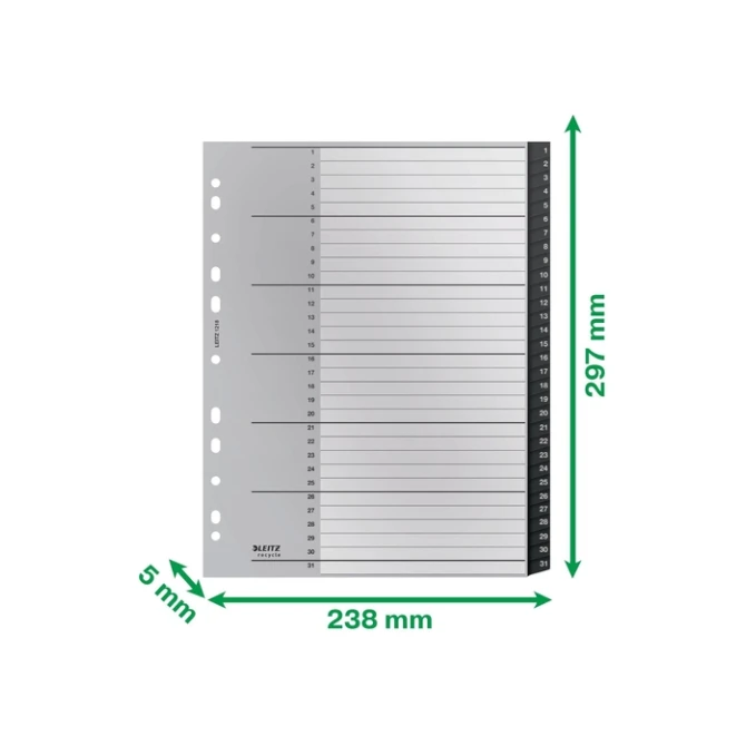 Tabblad Leitz Recycle A4 11-gaats  1-31 extra breed PP