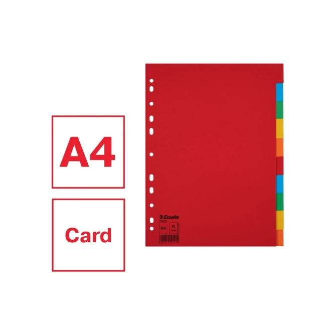 Tabbladen Esselte Economy A4 10-delig karton 11-rings assorti