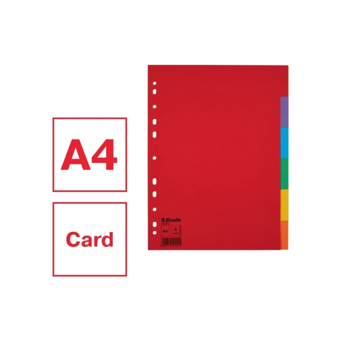 Tabbladen Esselte Economy A4 6-delig  karton 11-rings assorti