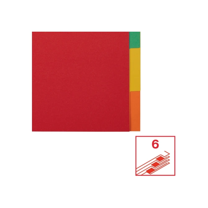 Tabbladen Esselte Economy A4 6-delig  karton 11-rings assorti