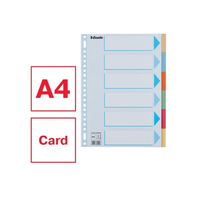 Tabbladen Esselte Premium A4 6-delig karton 23-rings assorti