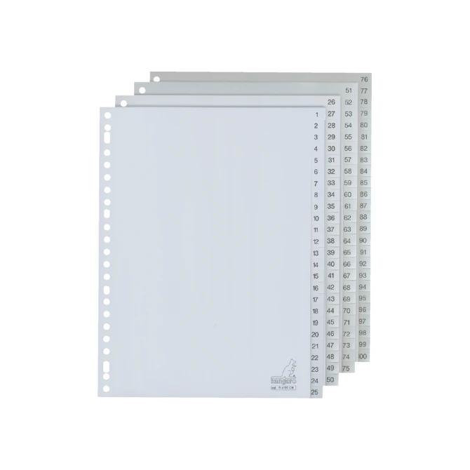 Tabbladen Kangaro 23-gaats G4100CM 1-100 genummerd grijs PP