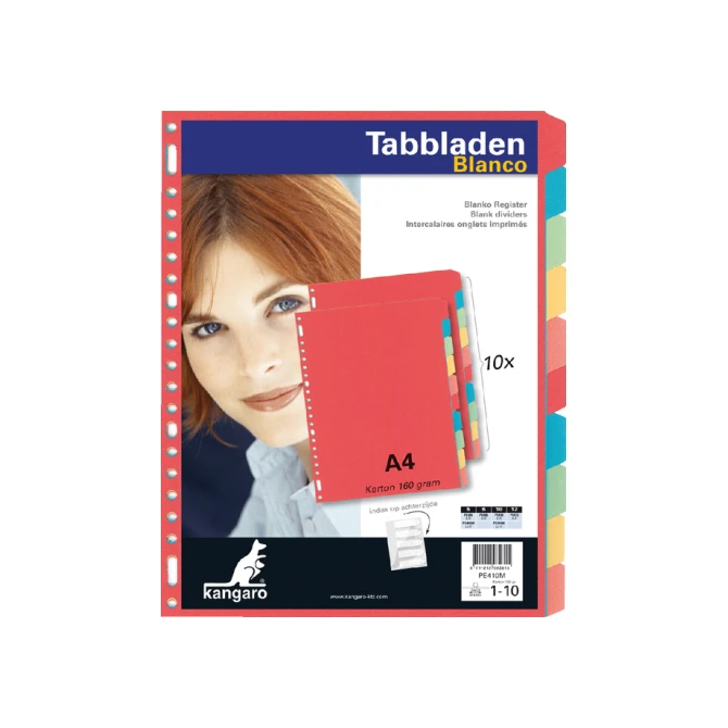 Tabbladen Kangaro 23-gaats PE410M 10-delig assorti karton