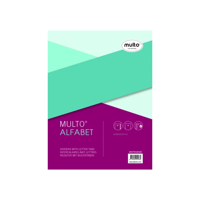Tabbladen Multo A4 23-gaats 20-delig A-Z grijs
