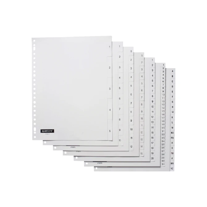 Tabbladen Quantore 23-gaats 1-12 genummerd wit PP