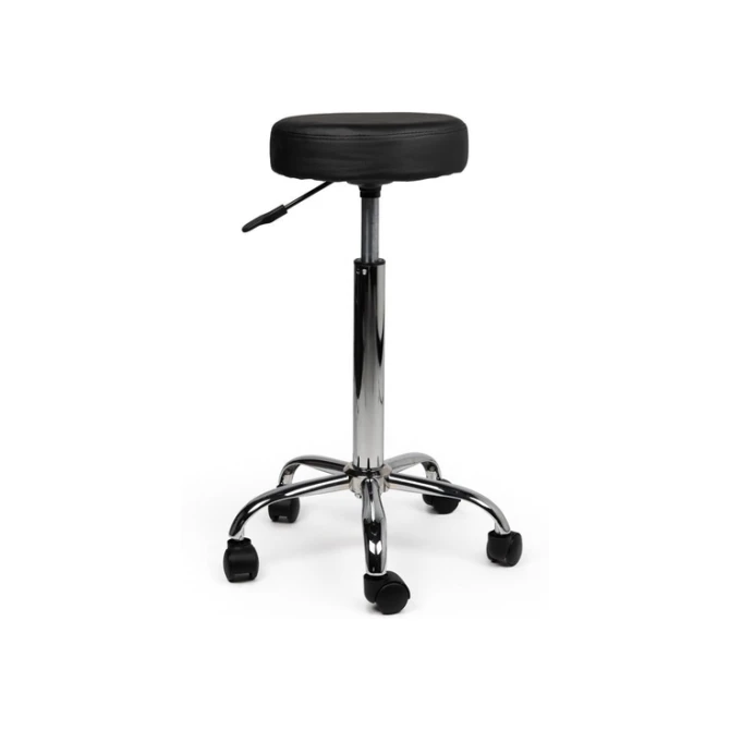 Tabouret kruk Office hoog met gasveer harde wielen zw