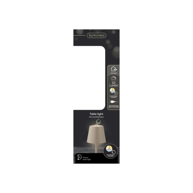Tafellamp Lumineo led oplaadbaar steady binnen bruin