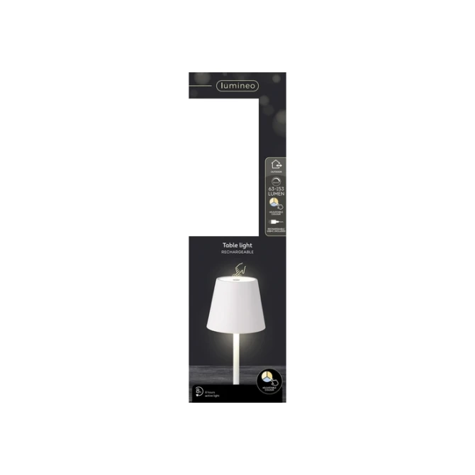 Tafellamp Lumineo led oplaadbaar steady buiten wit