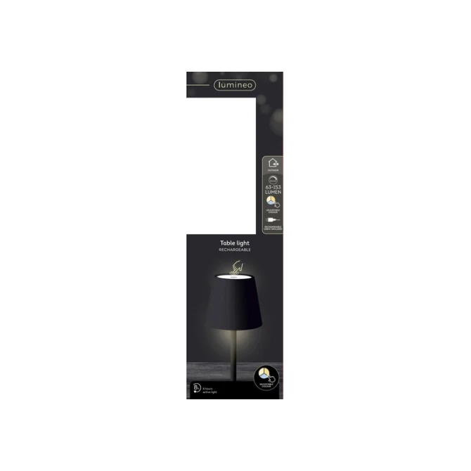 Tafellamp Lumineo led oplaadbaar steady buiten zwart