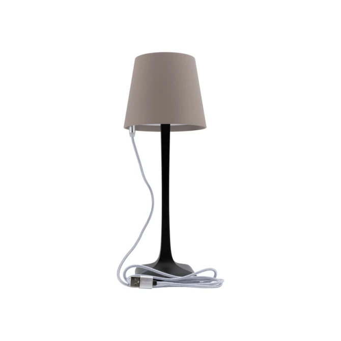 Tafellamp Securit Milano LED oplaadbaar dimbaar taupe-zwart