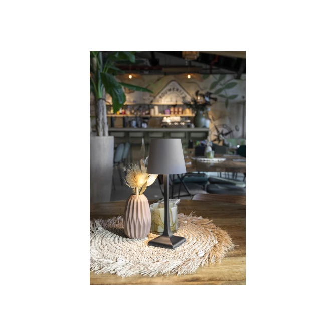 Tafellamp Securit Milano LED oplaadbaar dimbaar taupe-zwart