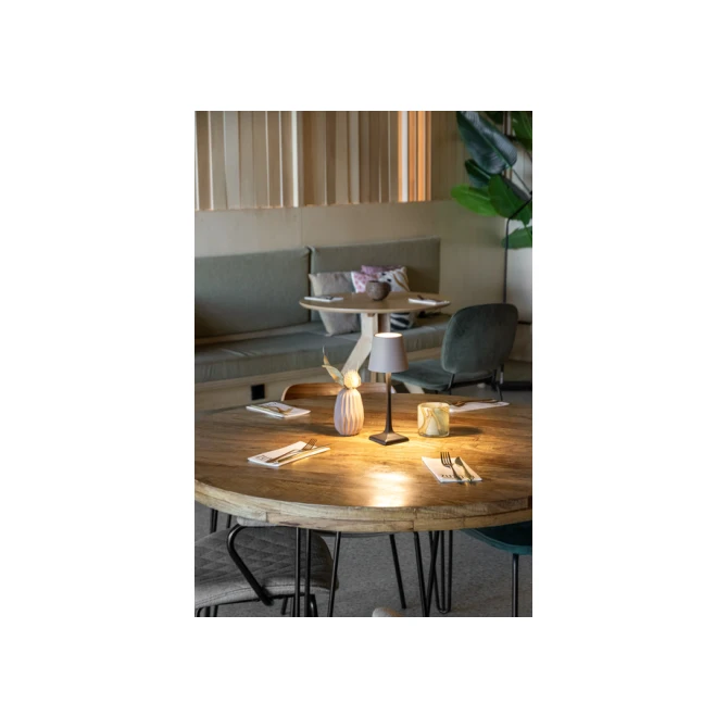 Tafellamp Securit Milano LED oplaadbaar dimbaar taupe-zwart