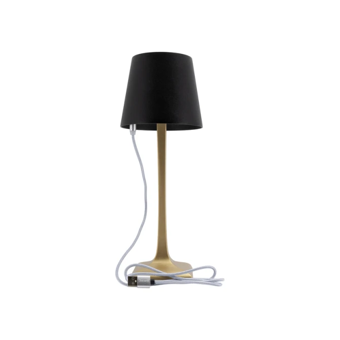 Tafellamp Securit Roma LED oplaadbaar dimbaar zwart-goud