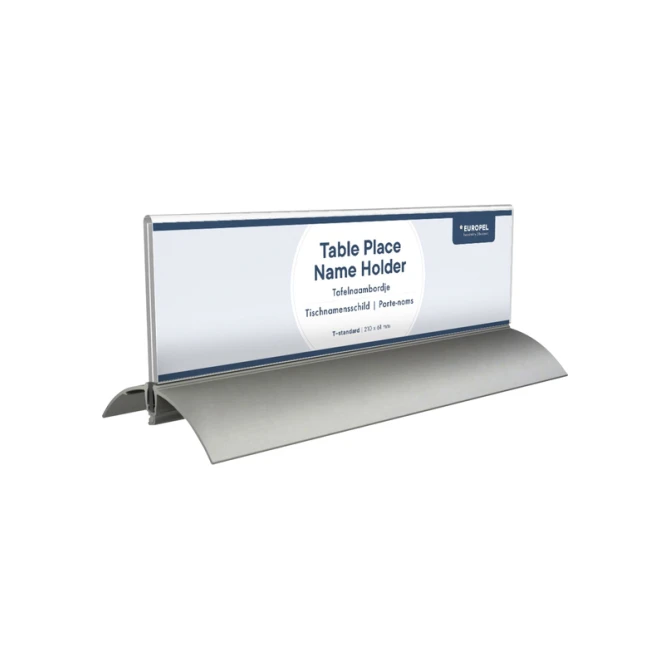 Tafelnaambord Europel 2 61x210mm acryl aluminium