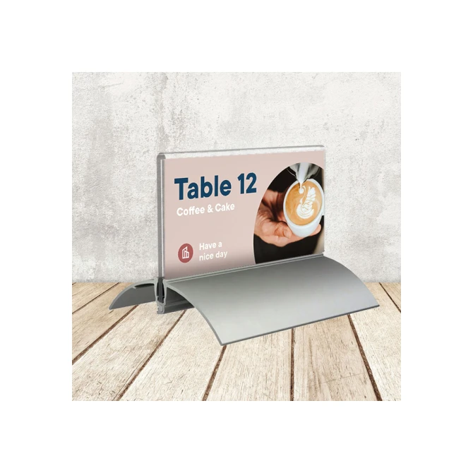Tafelnaambord Europel 52x100mm acryl aluminium 2 stuks