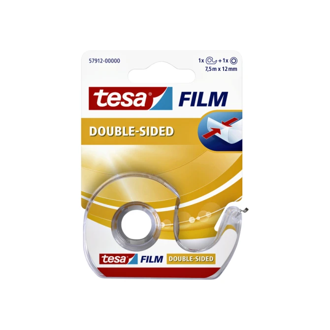 Tape tesafilm® dubbelzijdig  12mmx7,5m transparant met dispenser