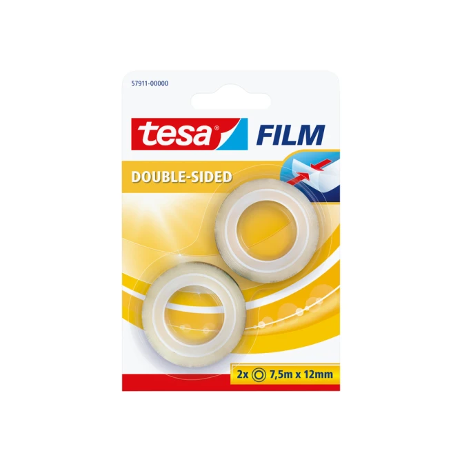 Tape tesafilm® dubbelzijdig 7.5mx12mm transparant 2 rollen