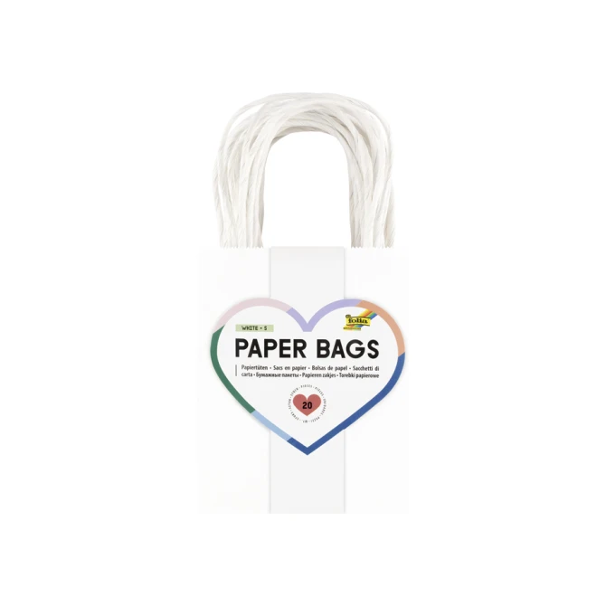 Tas met handvat Folia kraftpapier 110gr 12x15x5.5cm 20 stuks wit