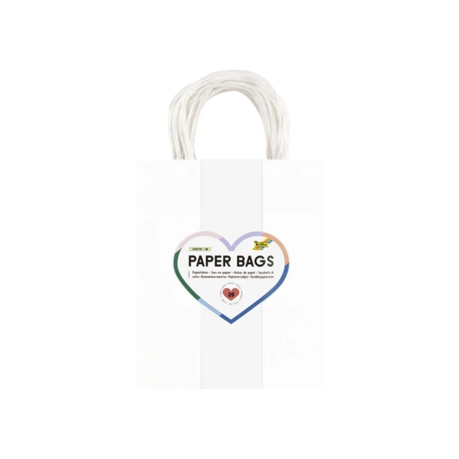 Tas met handvat Folia kraftpapier 110gr 18x21x8cm 20 stuks wit