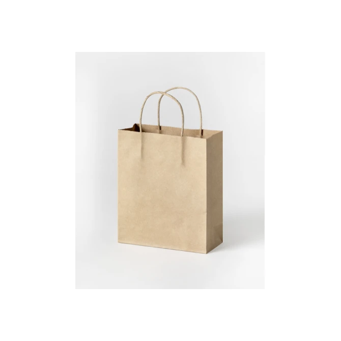 Tas met handvat Folia kraftpapier 125gr 18x21x8cm 20 stuks naturel