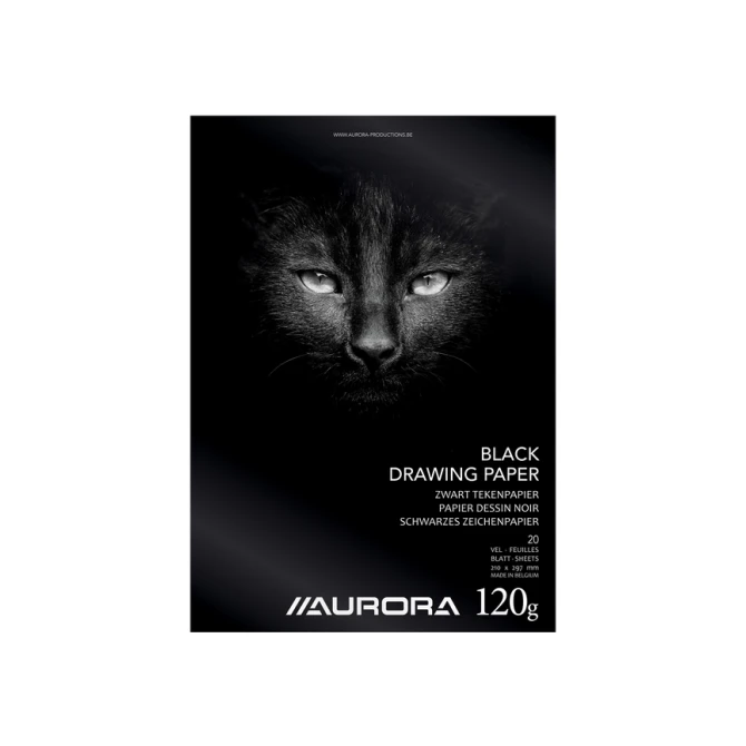 Tekenblok Aurora A4 20 vel 120 gram zwart tekenpapier