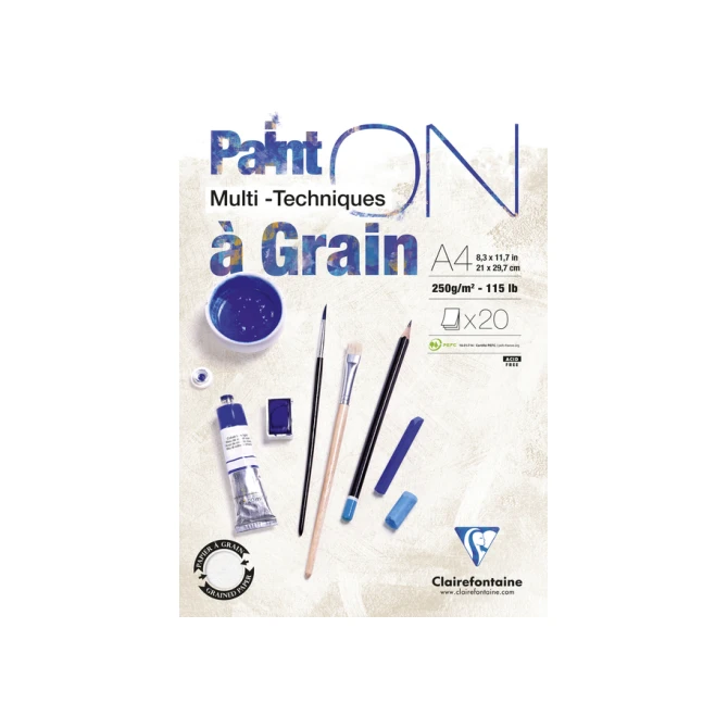 Tekenblok Clairefontaine Paint On A4 gekorreld 20 vel 250gr