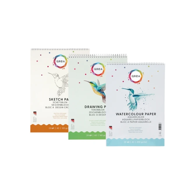 Tekenblok Qrea A3 160gr spiraal