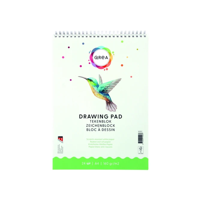 Tekenblok Qrea A4 24 vel 160gr spiraal
