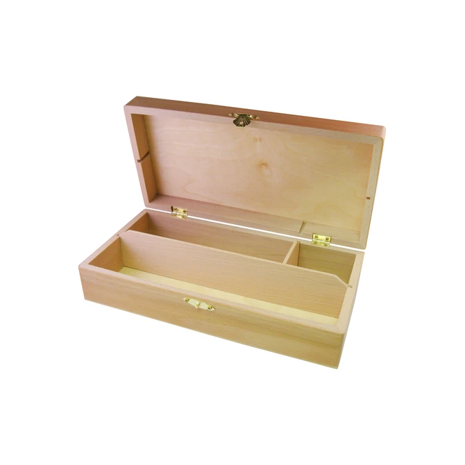 Tekendoos 25x12.5x6.5cm 3 vakken beukenhout