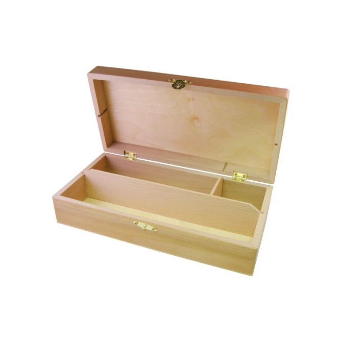Tekendoos 27x15x8cm 3 vakken beukenhout