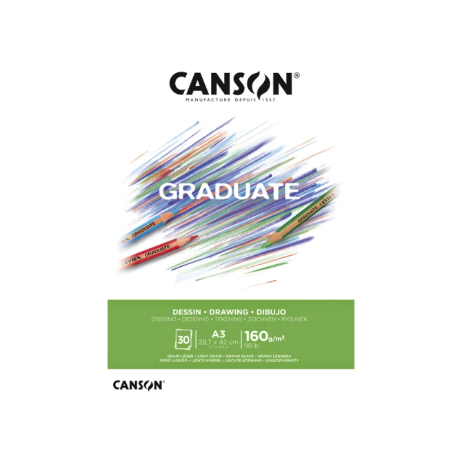 Tekenpapier Canson Graduate Drawing 30vel 160gr A3 helderwit