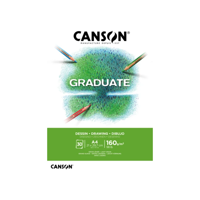 Tekenpapier Canson Graduate Drawing 30vel 160gr A4 helderwit