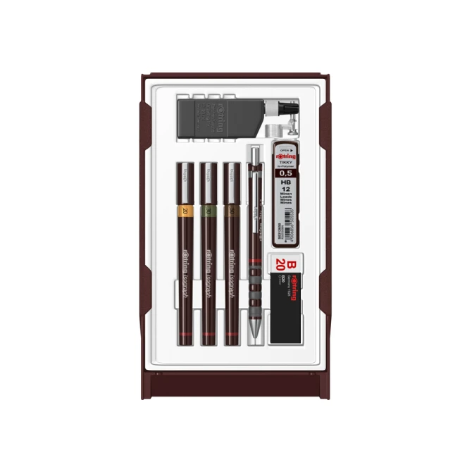 Tekenset rOtring Isograph college 0.2mm, 0.3mm en 0.5mm set à 3 stuks