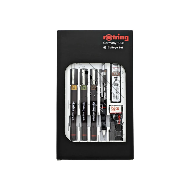 Tekenset rOtring Isograph college 0.2mm, 0.3mm en 0.5mm set à 3 stuks