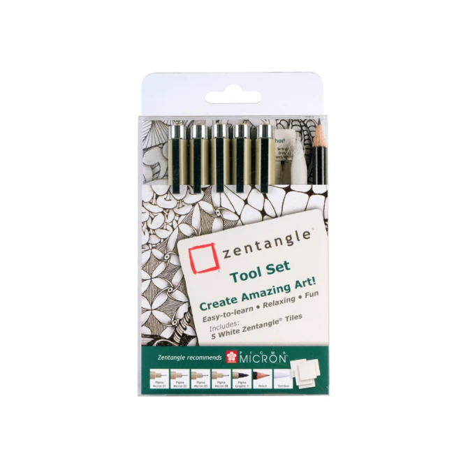 Tekenset Sakura Zentangle set à 12 delen assorti