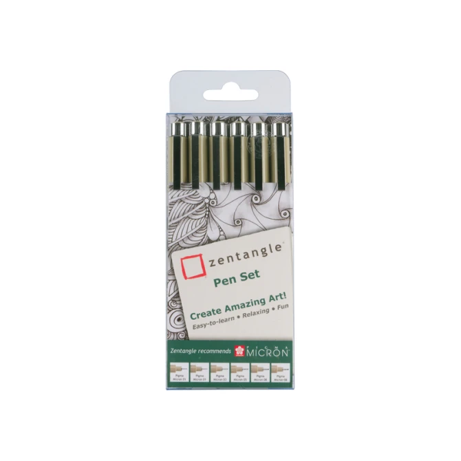 Tekenset Sakura Zentangle set à 6 pennen zwart