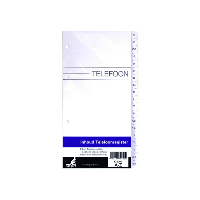 Telefoonalbum Kangaro navulling A-Z 200x100mm 4-rings