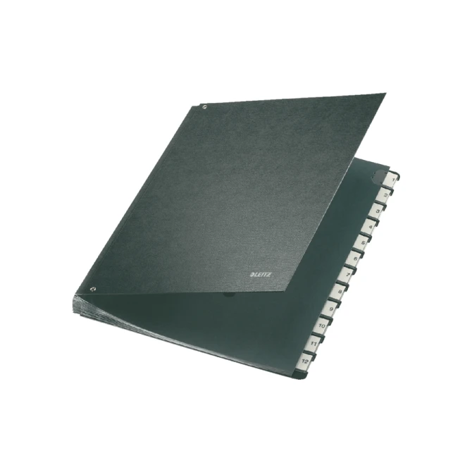 Termijnmap Leitz 1-12 270x18x345mm hardboard zwart