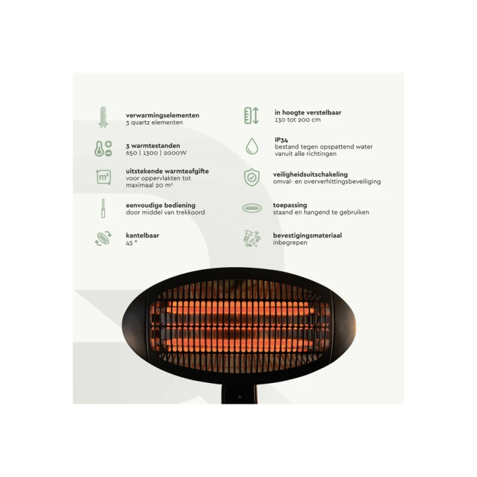 Terrasverwarmer BRASQ PHS100 staand elektrisch