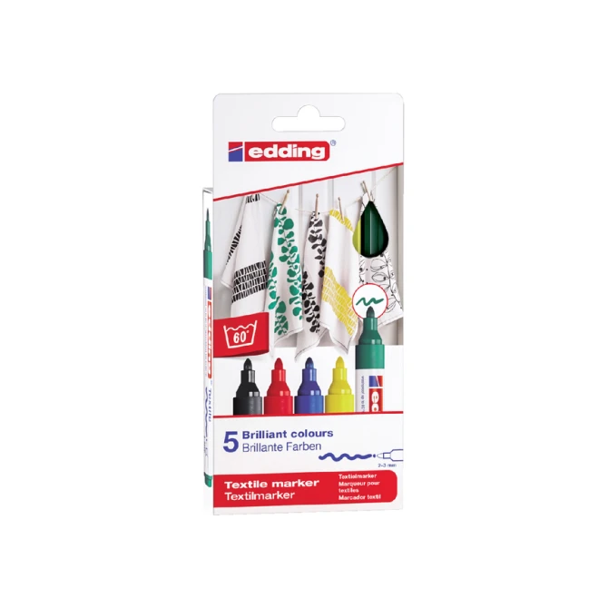 Textielmarker edding 4500 rond 2-3mm basis assorti 5 stuks