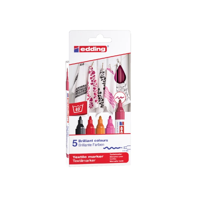 Textielmarker edding 4500 rond 2-3mm warm assorti 5 stuks